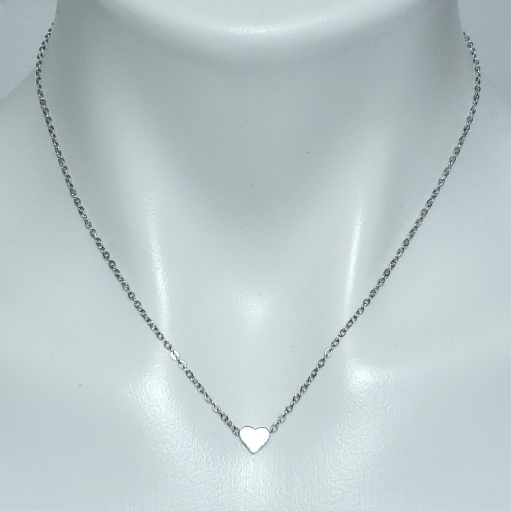 Dainty Simple Trendy Silver Heart Love Necklace